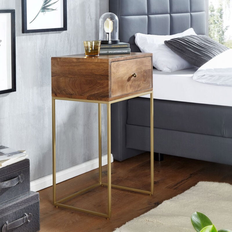 Chevet 1 tiroir 30x40x76 cm en bois de manguier massif