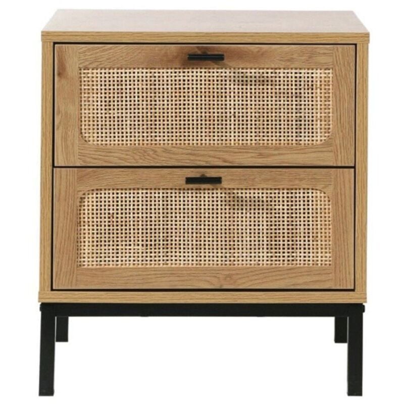 Calicosy - Chevet 2 Tiroirs avec Cannage Rotin H51cm - jaya