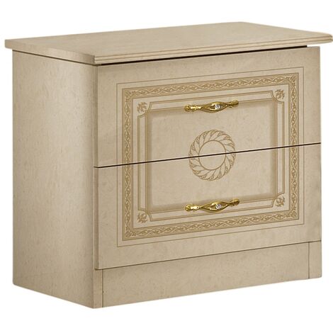 Chevet 2 tiroirs laqué beige Soraya 50cm