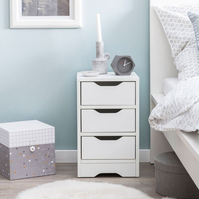 Chevet 3 tiroirs 31x31x49 cm blanc GRACIEN