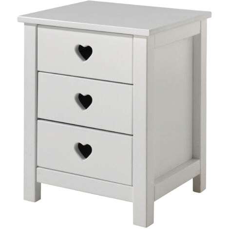 Chevet 3 tiroirs 45x40x55 cm en pin blanc - AMORENA