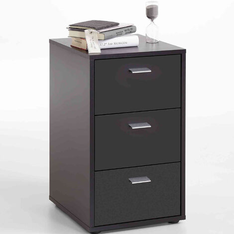 Chevet 3 tiroirs en bois noir - CH13027