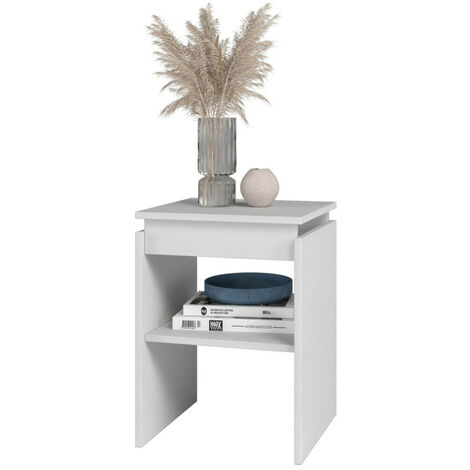 Chevet - Bout de Canapé Blanc 2 Niches L 38 H 52 P 33 cm