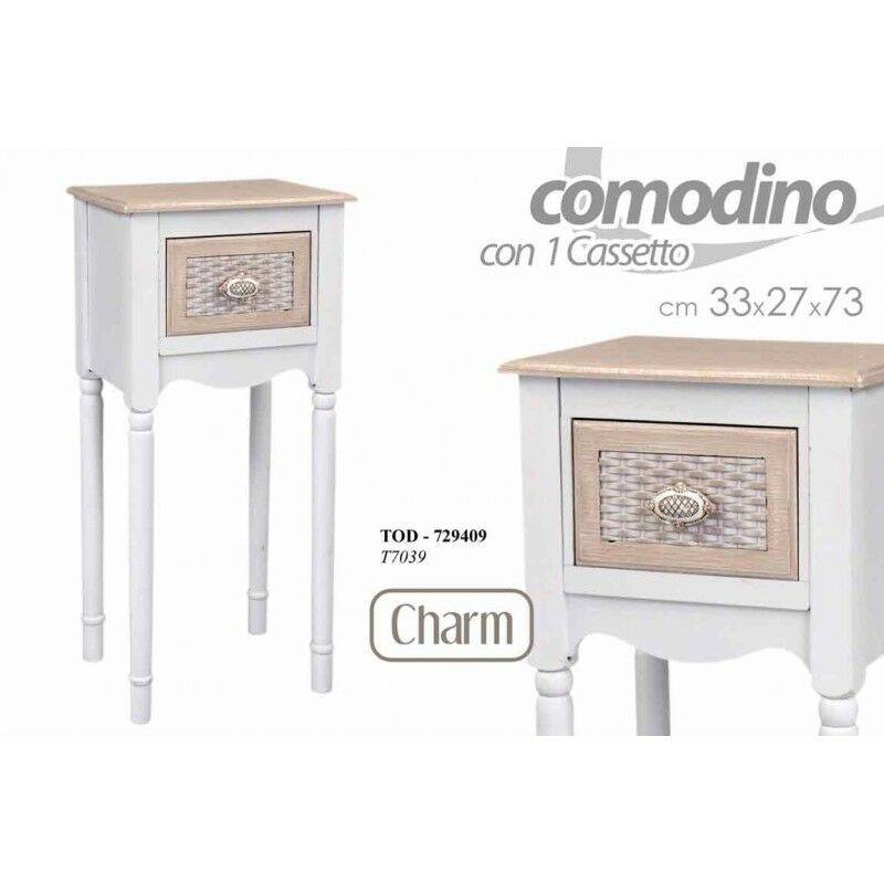 Altri - 2x Chevet charme chambre shabby avec tiroir cm 33 x 27 x 73 h