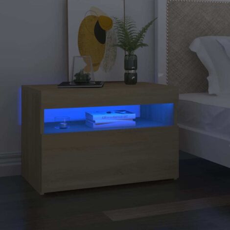 Chevet Commode de nuit - Table d'appoint - à LED Chêne sonoma 60x35x40 cm Aggloméré Chic-222545