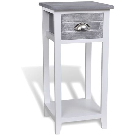 Chevet Commode de nuit - Table d'appoint - avec 1 tiroir Gris et blanc Chic-650977