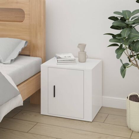 Chevet Commode de nuit - Table d'appoint - Blanc brillant 50x39x47 cm Chic-584049