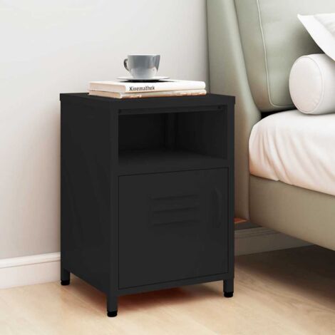 Chevet Commode de nuit - Table d'appoint - Noir 35x35x51 cm Acier Chic-385363