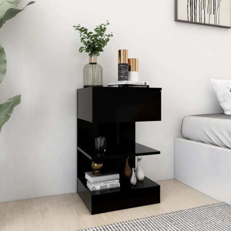 Chevet Commode de nuit - Table d'appoint - Noir 40x35x65 cm Aggloméré Chic-244328