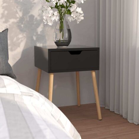 Chevet Commode de nuit - Table d'appoint - Noir brillant 40x40x56 cm Aggloméré Chic-614192