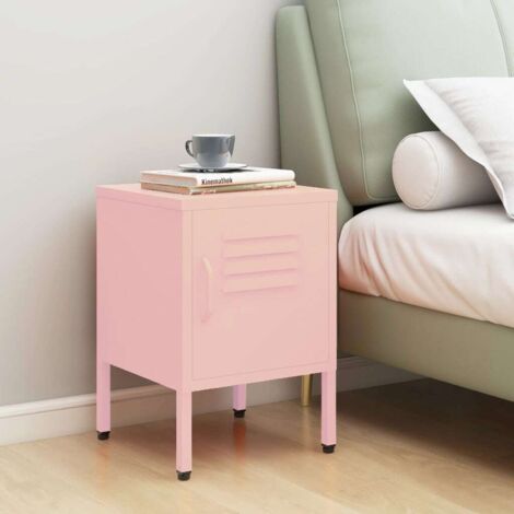 Chevet Commode de nuit - Table d'appoint - Rose 35x35x51 cm Acier Chic-762329