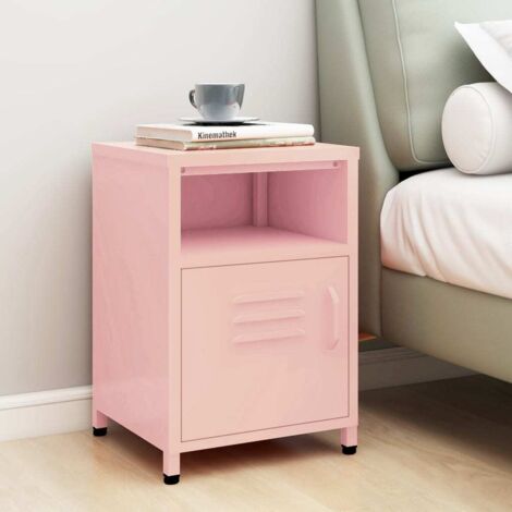 Chevet Commode de nuit - Table d'appoint - Rose 35x35x51 cm Acier Chic-817926