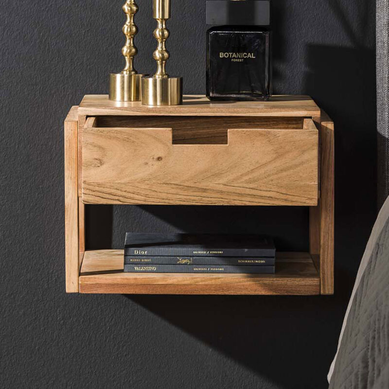 M&s - Chevet mural 1 tiroir 39x25x27 cm en acacia naturel