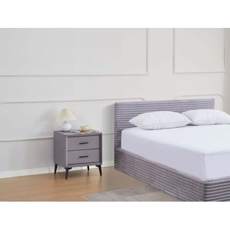 Chevet NOBEL – Velours Gris – 2 Tiroirs – 38x45x48 cm