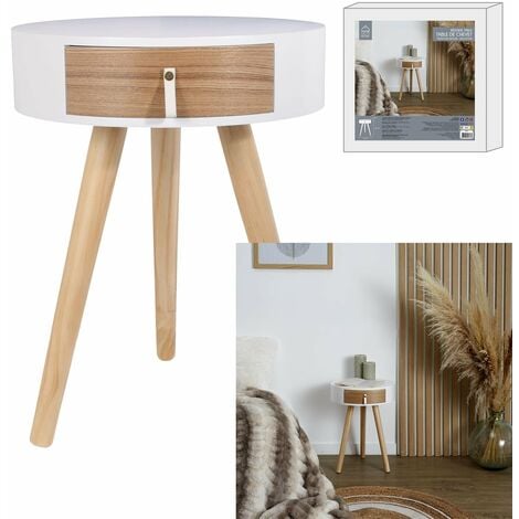 RSD DISTRIB Table de chevet Nora Blanc Home Deco Factory