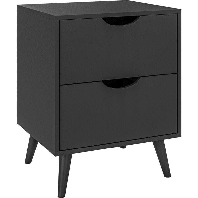 Chevet 2 tiroirs table de nuit style nordique dim. 40 x 35 x 50,5 cm noir