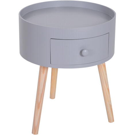 Chevet table de nuit ronde 1 tiroir design scandinave bicolore