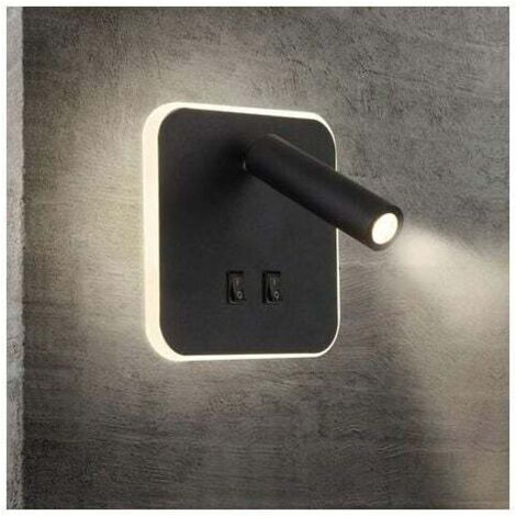 chevetdirigéLampe avec spot mural intérieur réglable (carré noir)