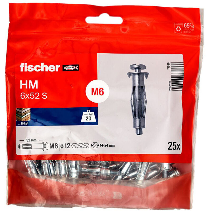 Fischer - Cheville Métallique Corps Creux hm-s 6x52 Sachet de 25