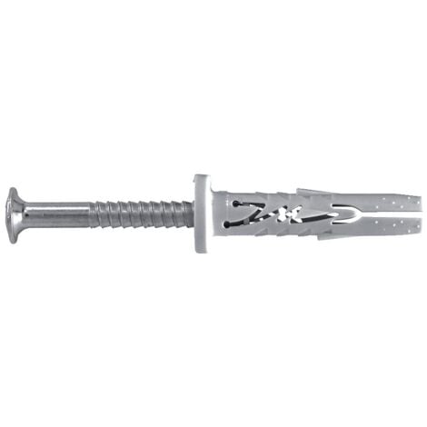 Cheville à frapper HIT M-P douille plate avec vis tête ronde zinguée - Diamètre de la vis : 5 mm - Longueur de la cheville : 27 mm - bidon de 1000 pièces avec 5 forêts et couteau multifonctions - SPIT