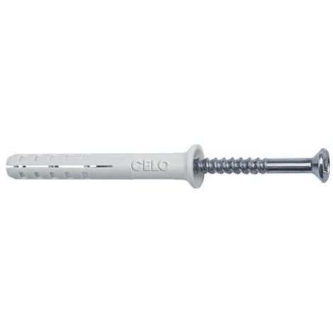 Cheville à frapper nylon NPC 6-60 avec collerette fraisée + vis à tête fraisée zinguée - Boite de 50 - CELO - 9660NPC