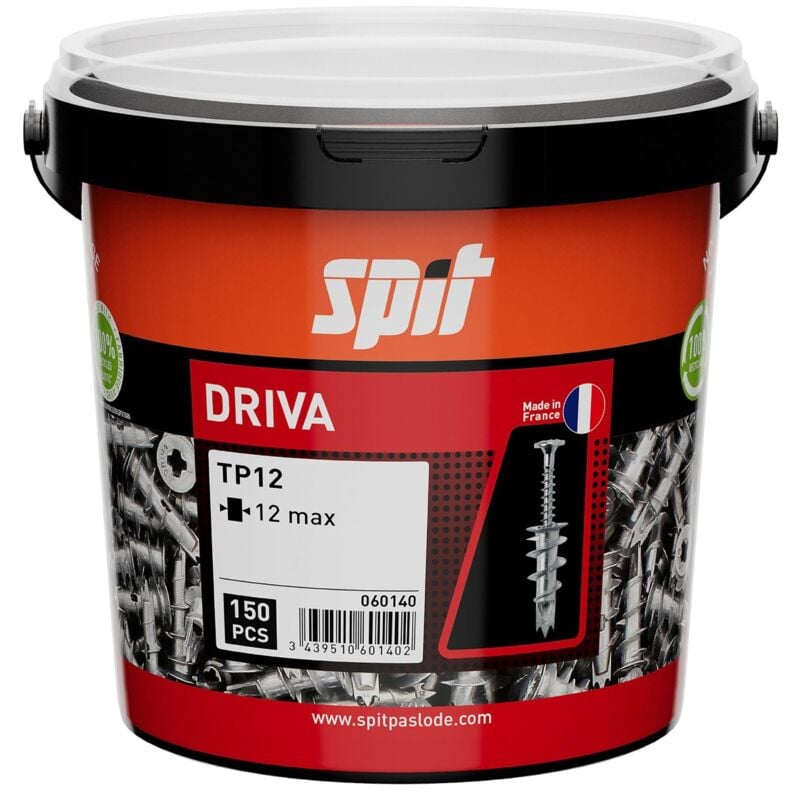 Cheville autoforeuse métallique driva TP12 pour plaque de plâtre - Seau de 150 Spit 060140