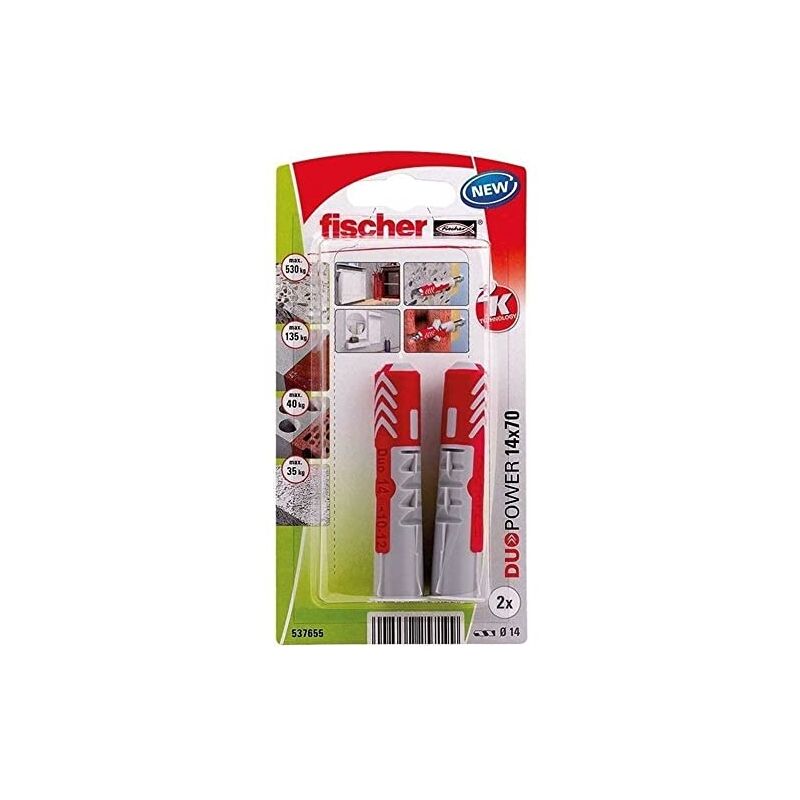Fixation 4048962257199 537655 duopower 14X70 /2K nv, gris, taille unique - Fischer