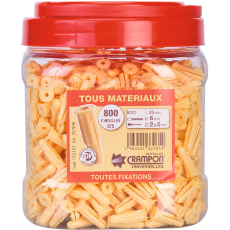 Cheville crampon® ø 6 x l  25 mm 800 beige 2 à 5 mm