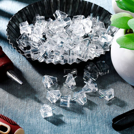 Cheville de Support pour Étagères Transparentes, Peg 3mm - Kit de 100 Cheville, Support Étagère Transparent PVC et Inox pour Bibliothèque, Closet et Pantry