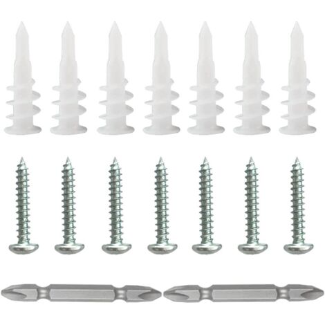 Cheville en Plastique 100 Pièces Cheville mur Creux ChevillePlaco Cheville pour Parpaing Creux Cheville Beton Vis pour Cloisons Sèches Chevilles avec Vis de Taraudage Auto Foreuses