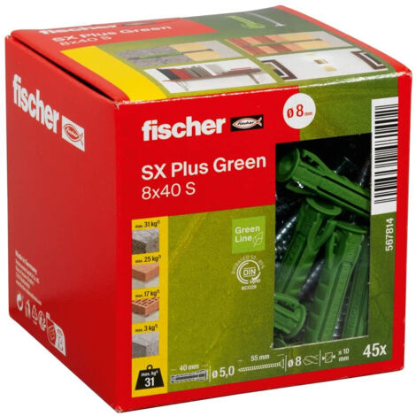 Cheville fischer SX Plus Green 8x40 S 45 pièces
