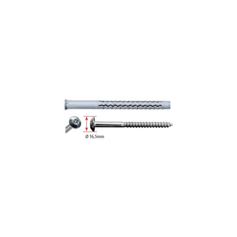 Cheville longue nylon universelle gx-l g&b 10x80 mm + Vis zing anti intrusion tête ronde T40 - boite de 50 - 97089