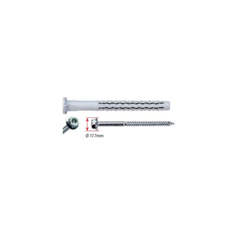Cheville longue nylon universelle gx-l g&b 10x160 mm + Vis zing tête hexa T40 col. clef 13 mm - boite de 25 - 97034