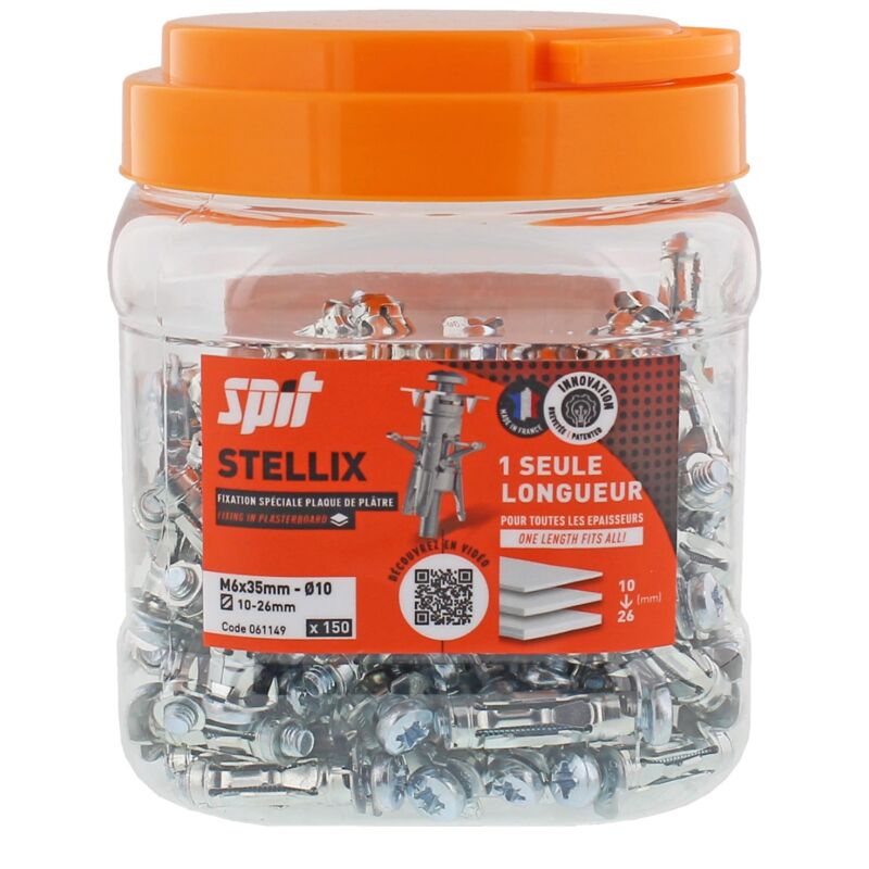 Cheville métallique à vis Stellix - 6 x 35 / 15 M6 + Vis Seau de 150 Spit 060145