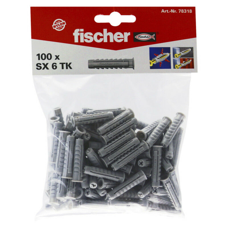 Fischer – Cheville pour matériaux pleins – 100 pièces – Pour béton, brique pleine et pierre naturelle – Charge maximale 50kg Fischer – Cheville pour matériaux pleins – 100 pièces – Pour béton, brique pleine et pierre naturelle – Charge maximale 50kg