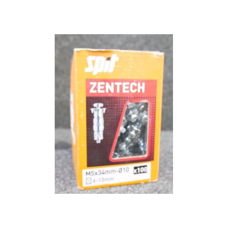 Cheville à expansion (boîte de 100) pour plaque de plâtre avec vis métrique ø 5x34/13mm Zentech Spit
