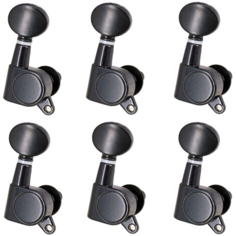 Chevilles d'accordage pour cordes de guitare Mécaniques à têtes de machines scellées Mécaniques Grover Clés d'accordage Bouton ovale 6 Droit pour guitare électrique ou guitare acoustique Chrome Noir