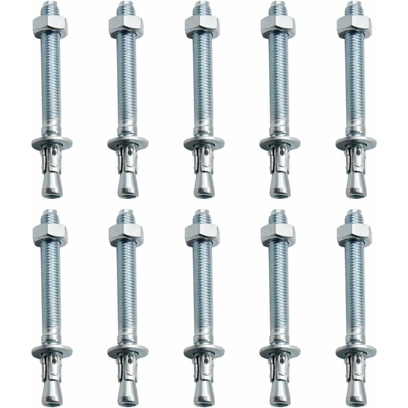 Chevilles D'ancrage, 10 Pièces M10/ 10mm Chevilles pour Charges Lourdes Galvanisées, Chevilles Métalliques Galvanisées, pour Balustrades,