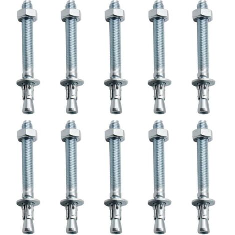 Chevilles D'ancrage, 10 Pièces M10/ 10mm Chevilles pour Charges Lourdes Galvanisées, Chevilles Métalliques Galvanisées, pour Balustrades, Murs-rideaux, Poutres, Billettes, Supports