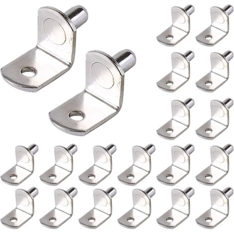 Chevilles de Support d'Étagère 20 Pièces 6mm Chevilles de Support en Forme de L en Métal Support Etagere Chevilles Plaquées Nickel