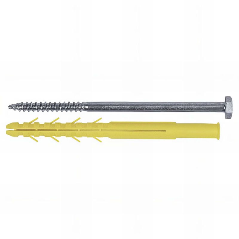 6 Chevilles longues cqlt d. 10 x 240 mm + Tirefond d. 7 x 240 mm - Tête hexa. 13 mm - Zingué