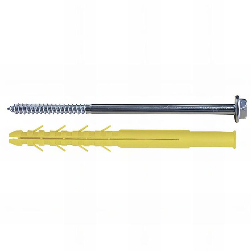 10 Chevilles longues d. 10 x 200 mm + Tirefond d. 7 x 200 mm - Tête hexa. 13 mm Torx T40 - Zingué