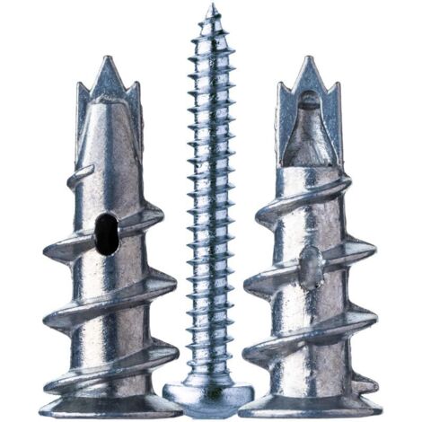 Chevilles métalliques pour béton et plaques de plâtre Lot de 100 pièces avec vis Résistantes à l'oxydation Fixation rapide et facile
