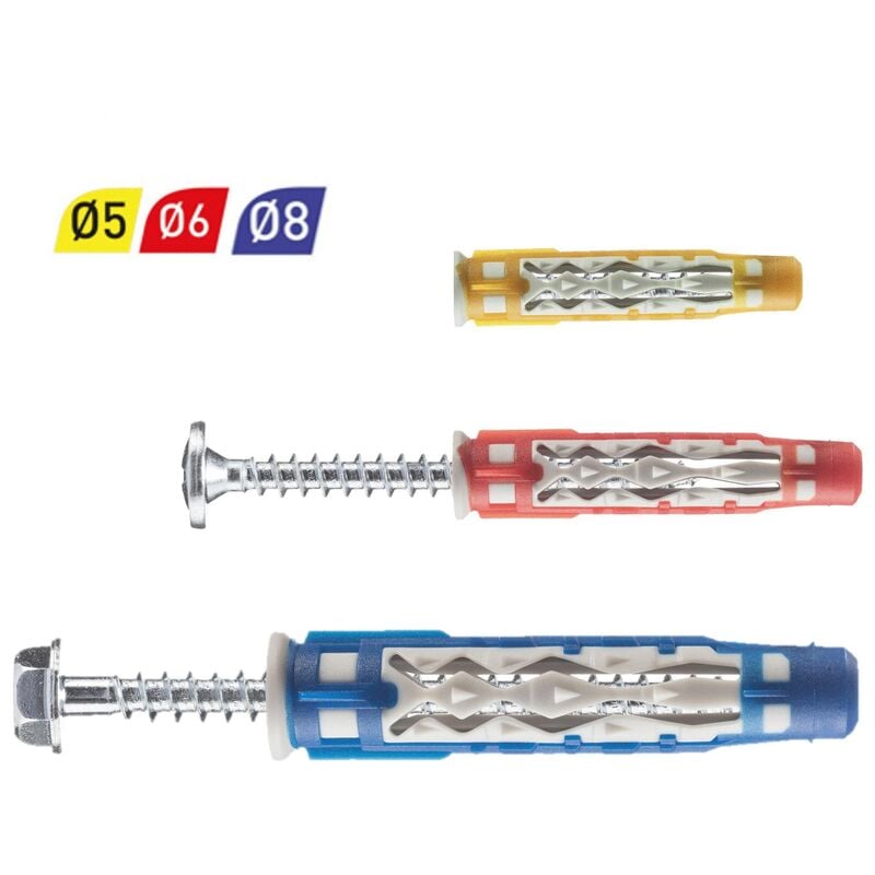 Spit - Boite de 50 chevilles bi-matière colortech 8x50 avec vis tête hexagonale 565192