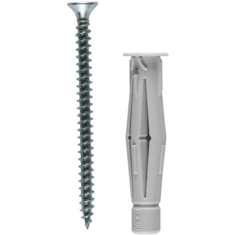 Chevilles Tous Matériaux Ø8x50mm + Vis TF Ø4,5x60mm - INVENTIV