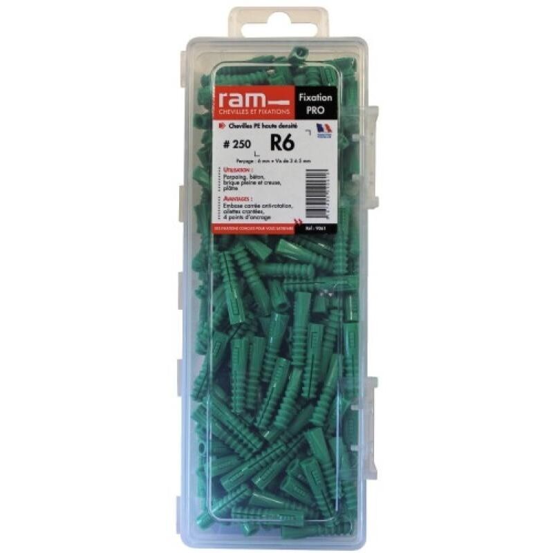 RAM - Cheville plastique sans collerette Ø12mm 20 pcs marron - 9065