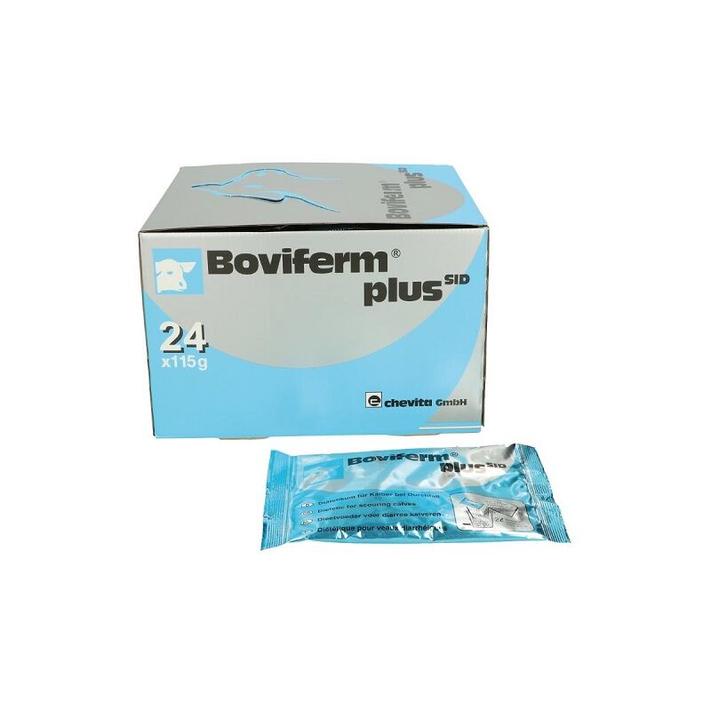 

BOVIFERM PLUS SID, Alimento para Terneros con diarrea, deshidratación y acidosis, Caja 24 sobres x 115 g - Chevita