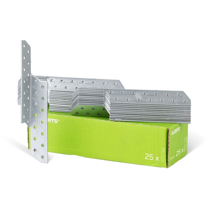 846916 Équerre renvoyée, utilisable à droite, galvanisée Sendzimir, 32 x 32 x 210 mm - Alberts