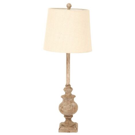 Chiaro Candlestick Table Lamp with Linen Shade - Resin - L25 x W25 x H80 cm - Brown