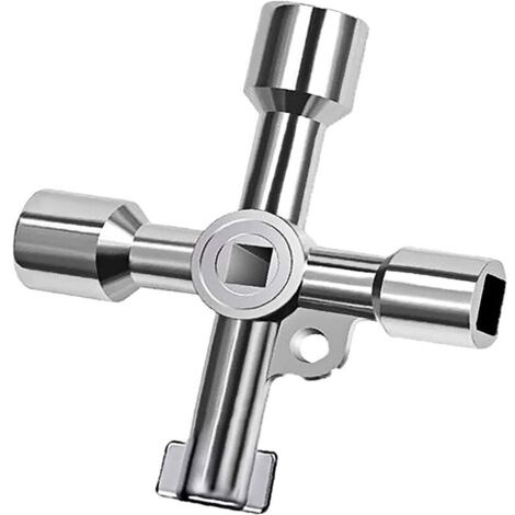 Chiave a 4 vie in argento, chiave per radiatore 4 in 1, chiave multifunzione per scarico radiatore in lega di zinco, contachiavi per l'apertura di armadi elettrici